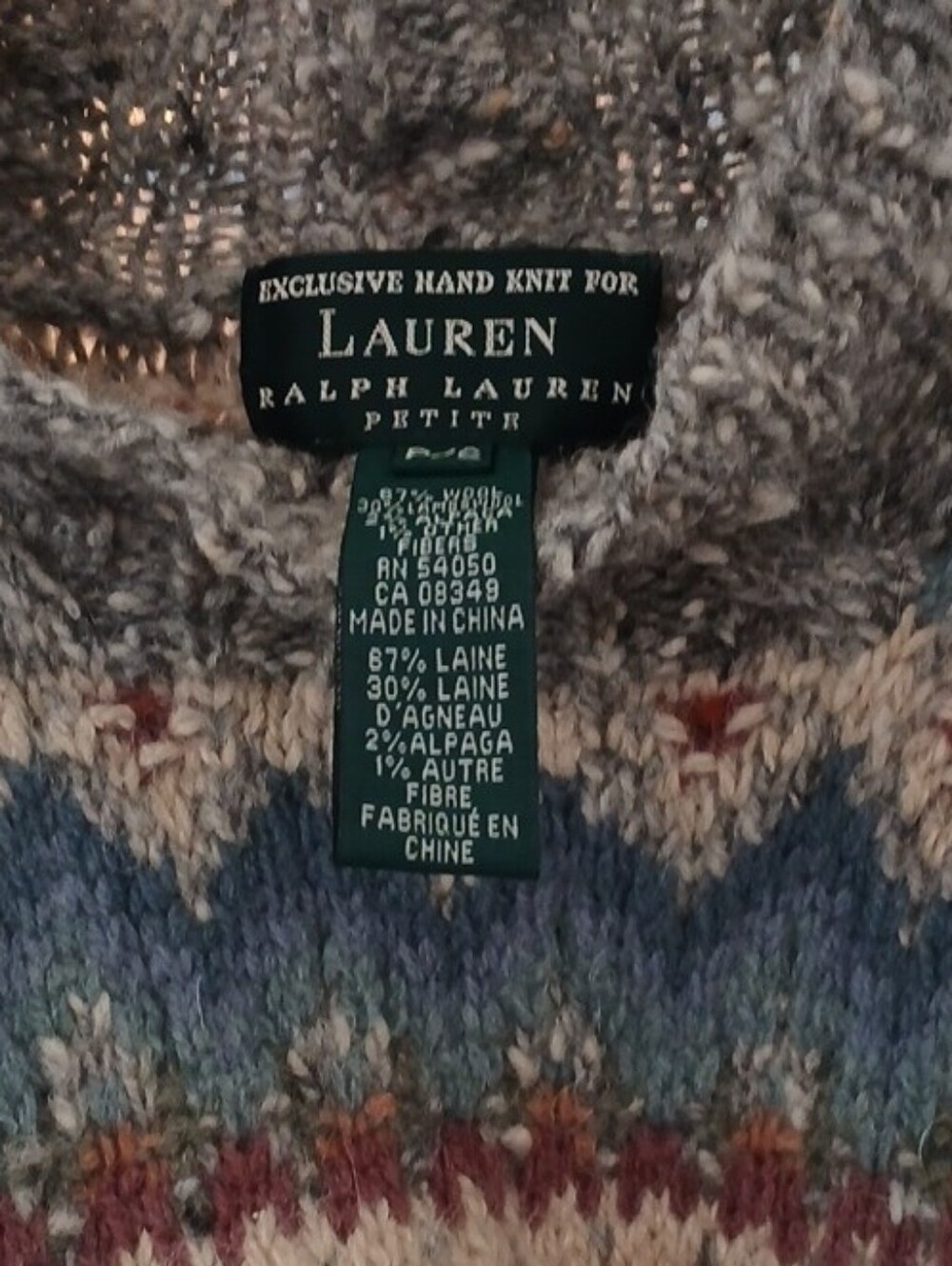 Lauren Ralph Lauren Multitone Crewneck Sweater in Gray, Blue, Cream & Rust